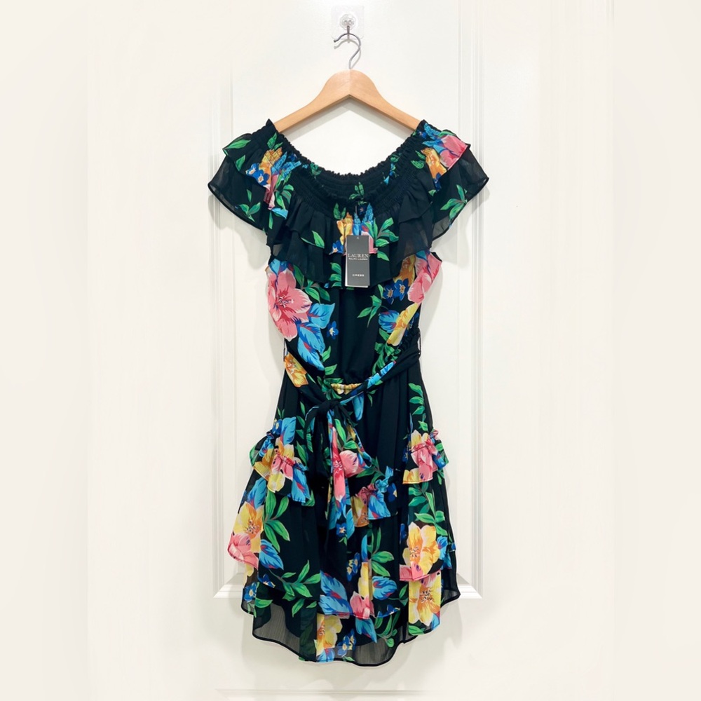 LAUREN RALPH LAUREN Floral Georgette Off THe Shoulder Dress - Picture 2 of 11